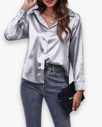 Damen Elegant Langärmelige Bluse | Festliche Blusen für Anlässe in Grau