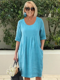 Bridget - Lockeres Kleid mit Taschen in Blau