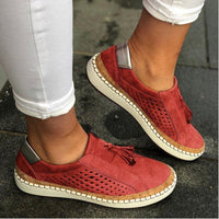 Bequeme Sneaker Damen mit Tassel-Details – Atmungsaktive Freizeitschuhe in Rot und Grau in Rot