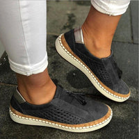 Bequeme Sneaker Damen mit Tassel-Details – Atmungsaktive Freizeitschuhe in Rot und Grau in Schwarz