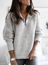 Tara - Schicker Reißverschluss-Pullover in Grau