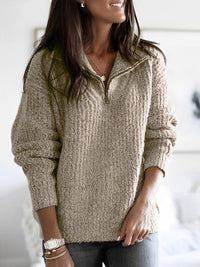 Tara - Schicker Reißverschluss-Pullover in Khaki