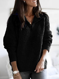 Tara - Schicker Reißverschluss-Pullover in Schwarz