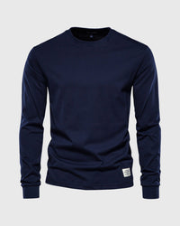 Eric | Herren Casual Slim Fit Langarm T-Shirt in Marineblau