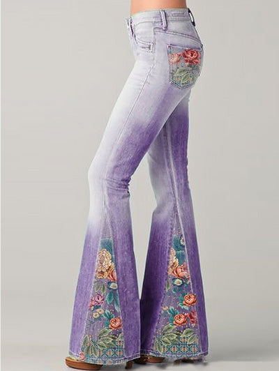 Auslaufende Hose mit trendigem Blumenmuster - Luna