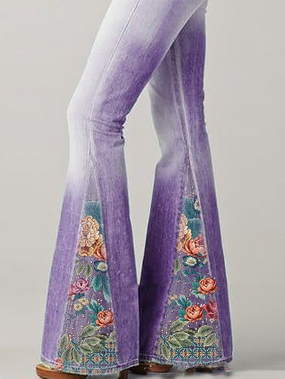 Auslaufende Hose mit trendigem Blumenmuster - Luna