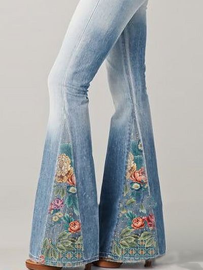 Auslaufende Hose mit trendigem Blumenmuster - Luna