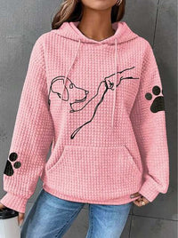 Warmer Damen-Kapunzenpulli | Mit Hunde-Drucken in Rosa