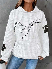 Warmer Damen-Kapunzenpulli | Mit Hunde-Drucken in Weiß