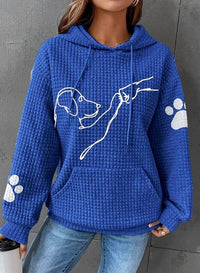 Warmer Damen-Kapunzenpulli | Mit Hunde-Drucken in Blau