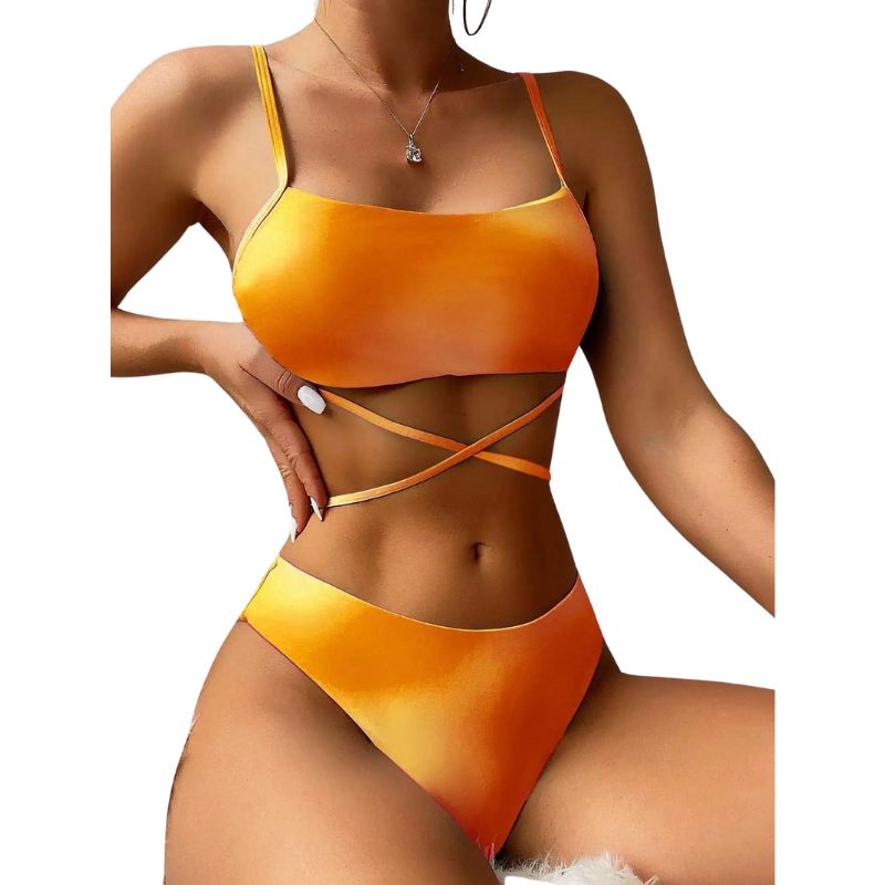 Luciana® | 3-teiliger Bikini-Badeanzug mit Schnürung und Strandrock