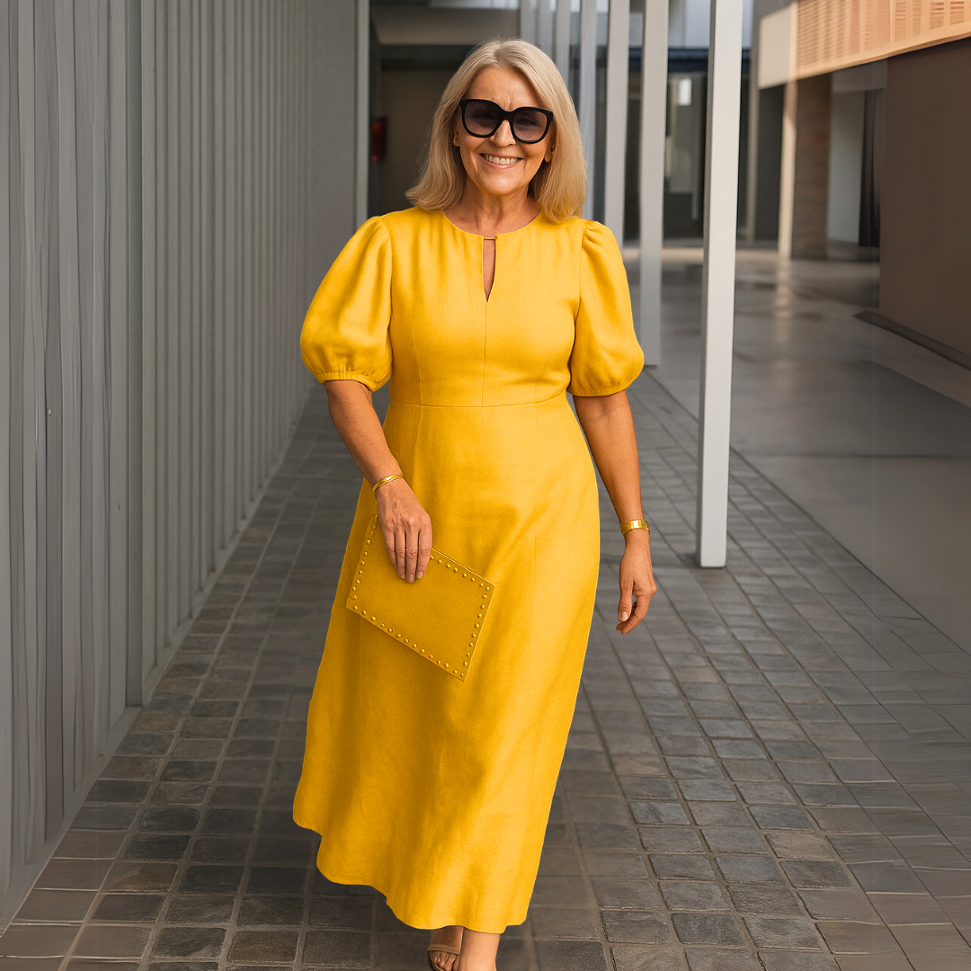 Els™ | Elegantes schlichtes Kleid mit V-Ausschnitt