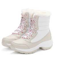 Wasserdichte Damen-Winterstiefel mit Kunstfellfutter – Warm, Rutschfest und Robust für kalte Tage in Beige/Weiß