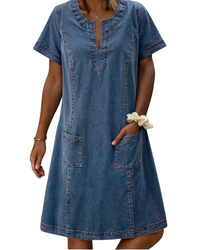 Livia | Weiches Denimkleid mit elegantem Look in Denim