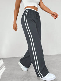 Damen Weite Beine Verstellbare Stoffhose in Grau