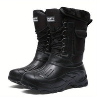 Winterschuhe Herren | Outdoor Hoher Stiefel Mit Schnürung in Schwarz