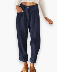 Damen Lässige Stoffhose | Bequeme Passform in Rubinblau