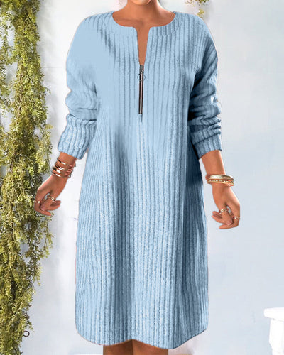 Frisch  - Lässiges Rippstrickkleid mit Reißverschluss | Strickkleid mit bequemer Passform und Frontreißverschluss