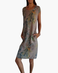 Damen T-Shirt Kleid | Lockeres Sommerkleid mit Print in Grau