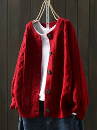 Lorenza | Kabelstrick Cardigan in Rot