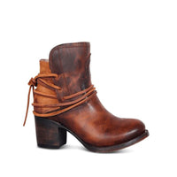 Elegante Leder Damen Stiefeletten in Rotbraun