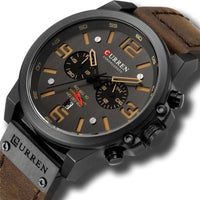 Stylische, entspannte Quarzuhr in Schwarz Beige