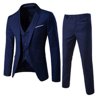 Herren Schlanke Passform Dreiteiliger Anzug in Blau