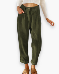 Damen Lässige Stoffhose | Bequeme Passform in Grün