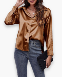 Damen Elegant Langärmelige Bluse | Festliche Blusen für Anlässe in Braun
