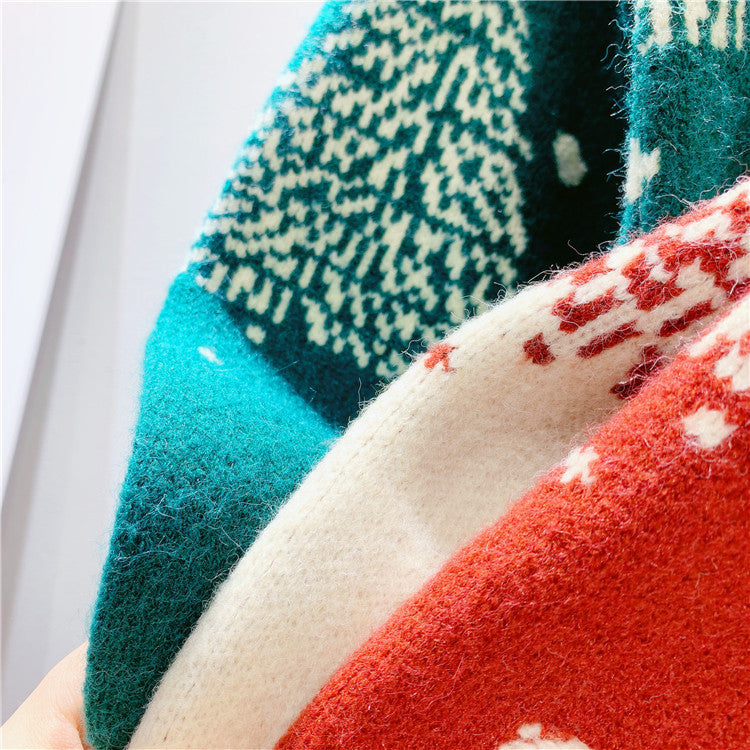 Roter Weihnachtsbaum Jacquard Pullover für Damen