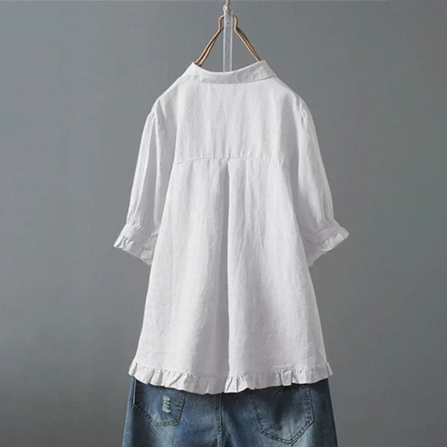 Dinie™ | Elegante Baumwollbluse mit kurzen Ärmeln