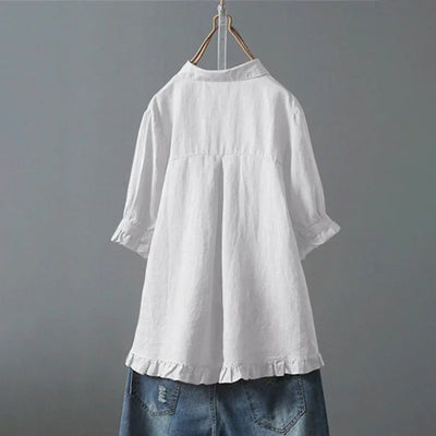 Dinie™ | Elegante Baumwollbluse mit kurzen Ärmeln