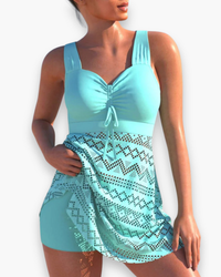 Damen Elegantes Gepolstertes Tankini-Set | Strandmode in Hell Blau