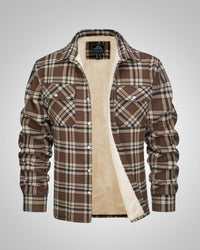 Julian | Herren Gefütterte Karierte Overshirt Jacke in Khaki