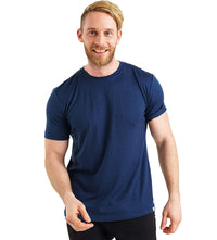 Herren Kurzarm Rundhals Einfach T-Shirt in Blau