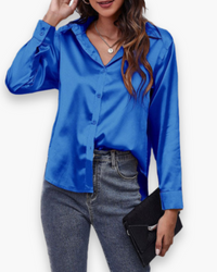 Damen Elegant Langärmelige Bluse | Festliche Blusen für Anlässe in Königsblau