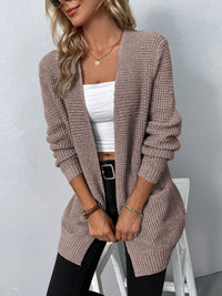 Damen Strickcardigan mit offener Front – Lässiger und bequemer Langarm-Cardigan für den Alltag in Hellrosa
