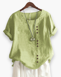 Damen Elegante Kurzarm-Bluse | Unifarben in Mintgrün