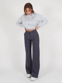 Damen Gerades Bein Chino Hose in Grau