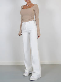 Damen Gerades Bein Chino Hose in Weiß