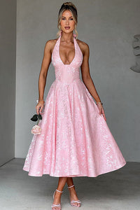 Lena | Damen Elegantes A-Linien Hochzeitsgast Kleid in Rosa