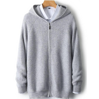 Strickjacke mit Kapuze Reißverschluss in Grau