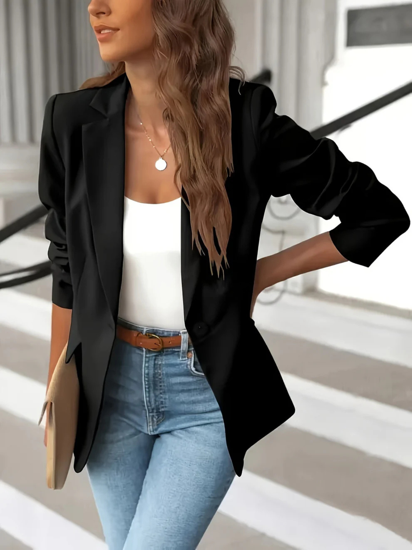 Damen Blazer mit Ein-Knopf-Verschluss