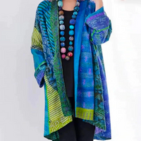 Strickjacke Damen Bunt Vintage Look | Locker Leicht in Blau