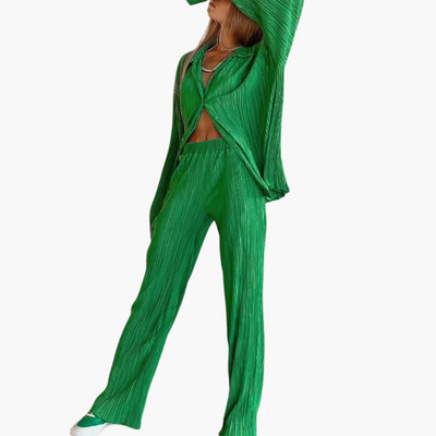 Eleganter Zweiteiler mit Plissee – Damen Sommer Outfit