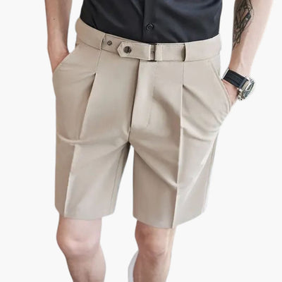Herren Sommer Shorts mit Bundfalten und Gürtelschlaufen