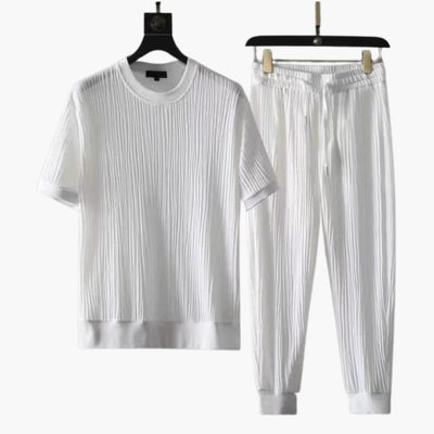 Männer Plissee Zweiteiler mit Rundhals T-Shirt und Jogginghose