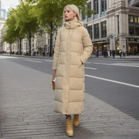 Megan - Damen Wintermantel Lang & Elegant in Khaki