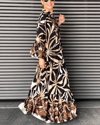 Zeudi - Elegantes Boho-Kleid in Khaki