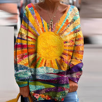 Sidonie - Weite, bunte Damenbluse in Gelb